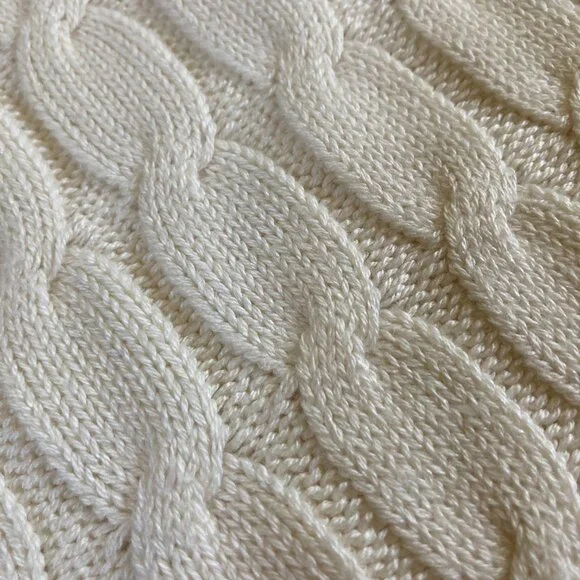 BOSTON PROPER WHITE PEARL ACCENTED CABLE KNIT V-NECK SWEATER XS - Picture 9 of 15